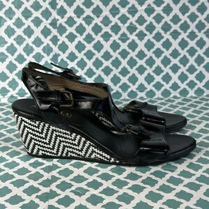 Anyi‎ Lu Christina Basket Weave Wedge Heel Upper Sandal Women’s Size 39 Chevron